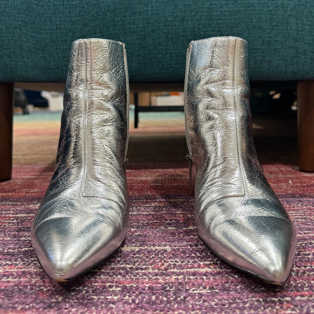 Silver Kurt Geiger Burlington Block Heel Ankle Boots - Size 8.5